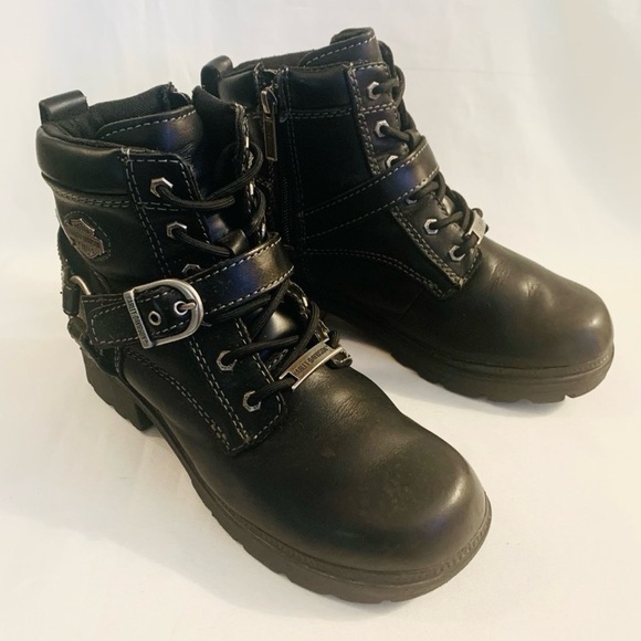 Harley-Davidson Tegan Heeled Leather Lace Up Boots - Picture 12 of 12
